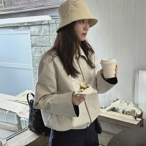 Áo khoác ngắn hai mặt Hàn Quốc dài tay cổ điển đa năng